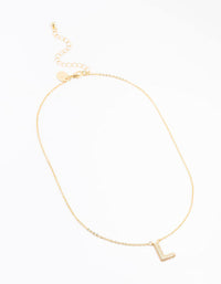 Gold Plated Pave Letter L Necklace - link has visual effect only