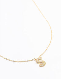 Gold Plated Pave Letter S Necklace - link has visual effect only