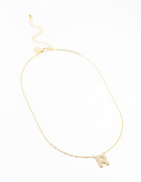 Gold Plated Pave Letter R Necklace - link has visual effect only