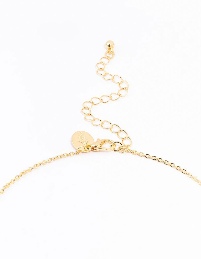 Gold Plated Pave Letter R Necklace