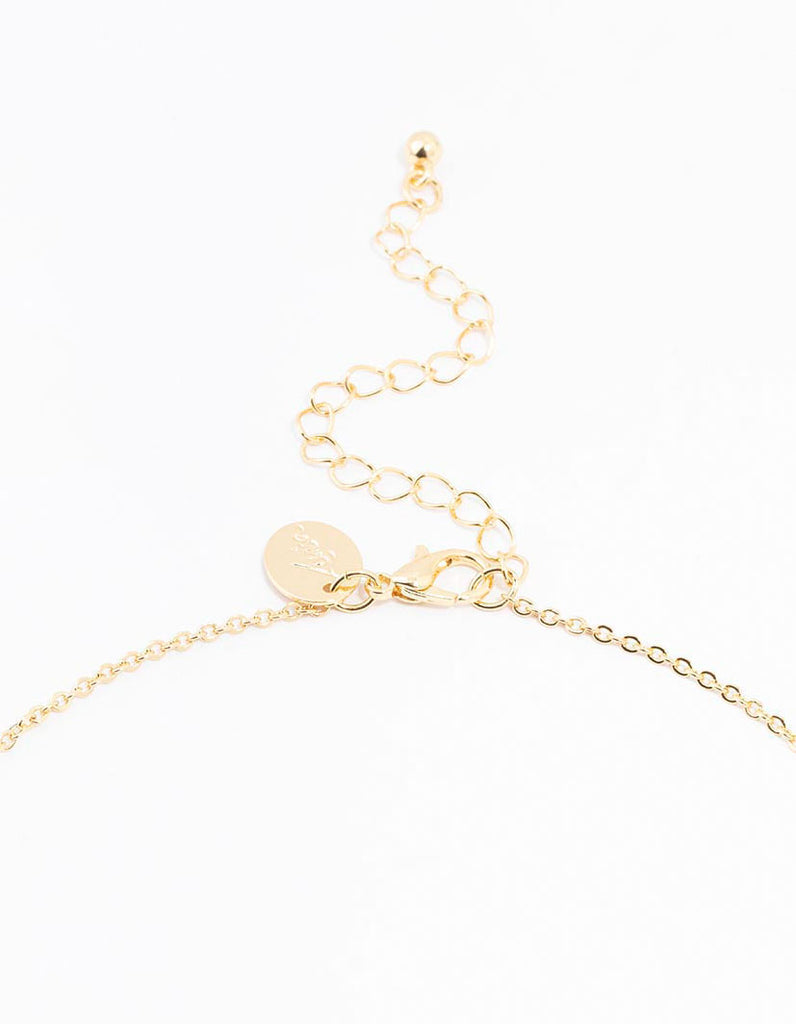 Gold Plated Pave Letter B Necklace