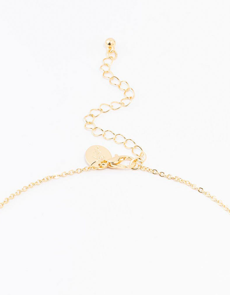 Gold Plated Pave Letter E Necklace