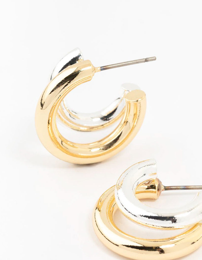 Gold & Silver Plated Illusion Hoop Earrings