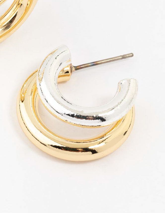 Gold & Silver Plated Illusion Hoop Earrings