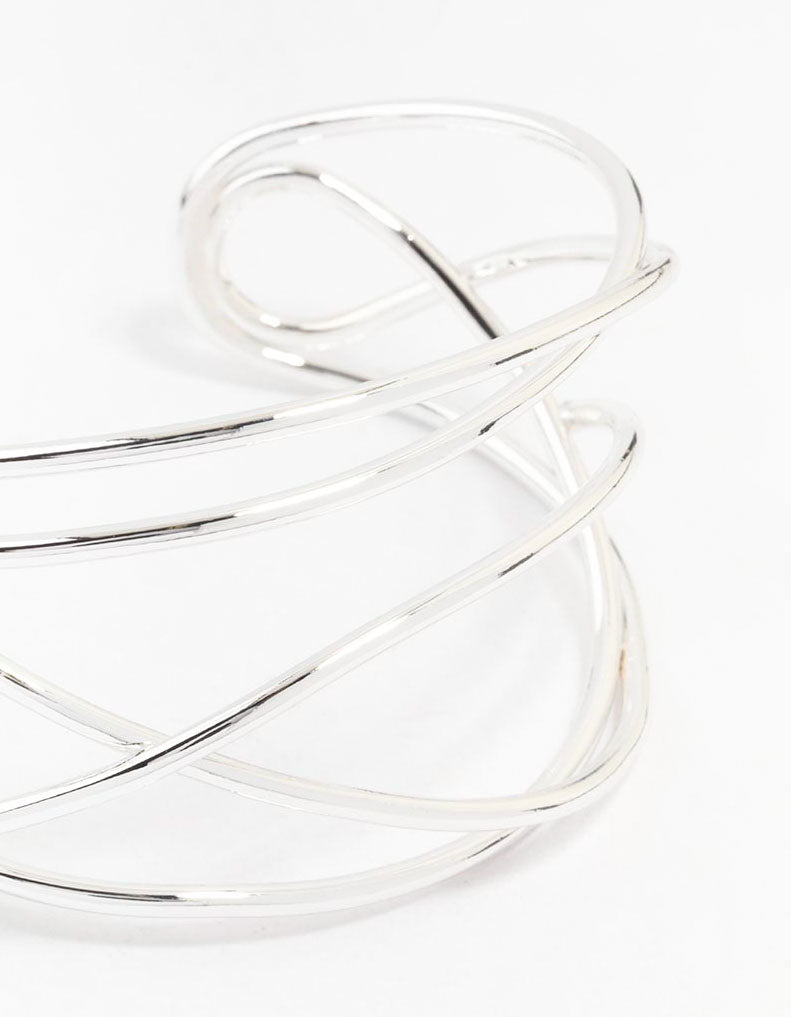 Silver Plated Organic Wire Cuff Bracelet