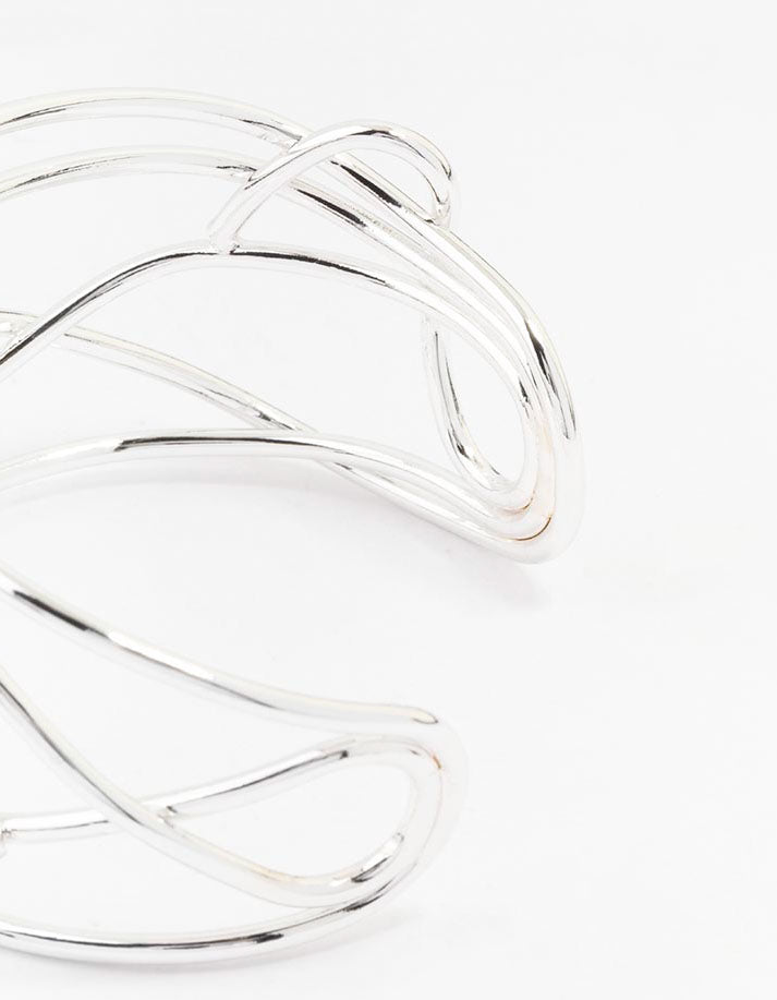 Silver Plated Organic Wire Cuff Bracelet