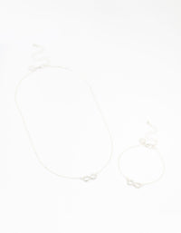 Silver Infinity Necklace & Bracelet Set - link has visual effect only