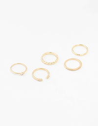 Gold Plated Diamante Dainty Rings 5-Pack - link has visual effect only