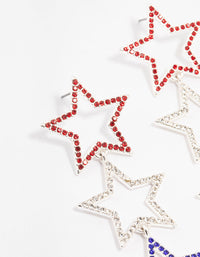 Red & Blue Star Diamante Drop Earrings - link has visual effect only