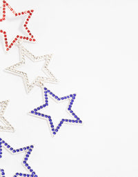 Red & Blue Star Diamante Drop Earrings - link has visual effect only