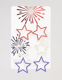 Red & Blue Star Diamante Drop Earrings - link has visual effect only