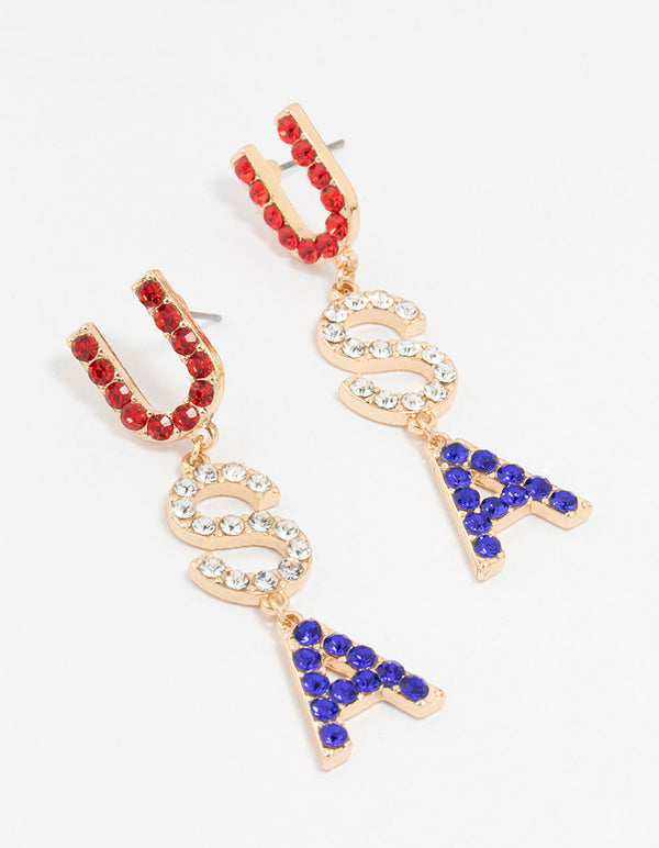 Red, White & Blue USA Drop Earrings