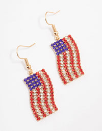 Gold American Flag Drop Earrings - link has visual effect only