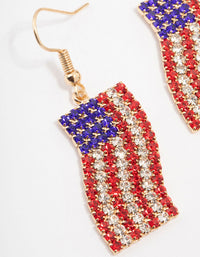 Gold American Flag Drop Earrings - link has visual effect only