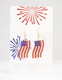 Gold American Flag Drop Earrings - link has visual effect only