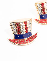 Red, White & Blue Hat Diamante Stud Earrings - link has visual effect only