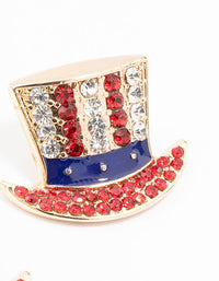 Red, White & Blue Hat Diamante Stud Earrings - link has visual effect only