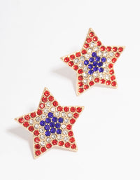 Red, White & Blue Star Stud Earrings - link has visual effect only