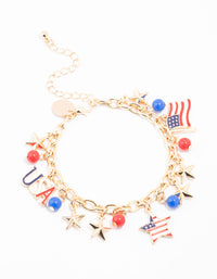 Gold USA Charm Bracelet - link has visual effect only