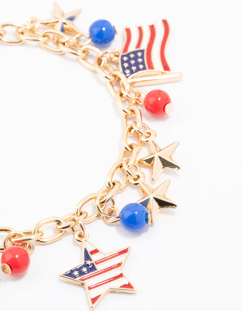 Gold USA Charm Bracelet