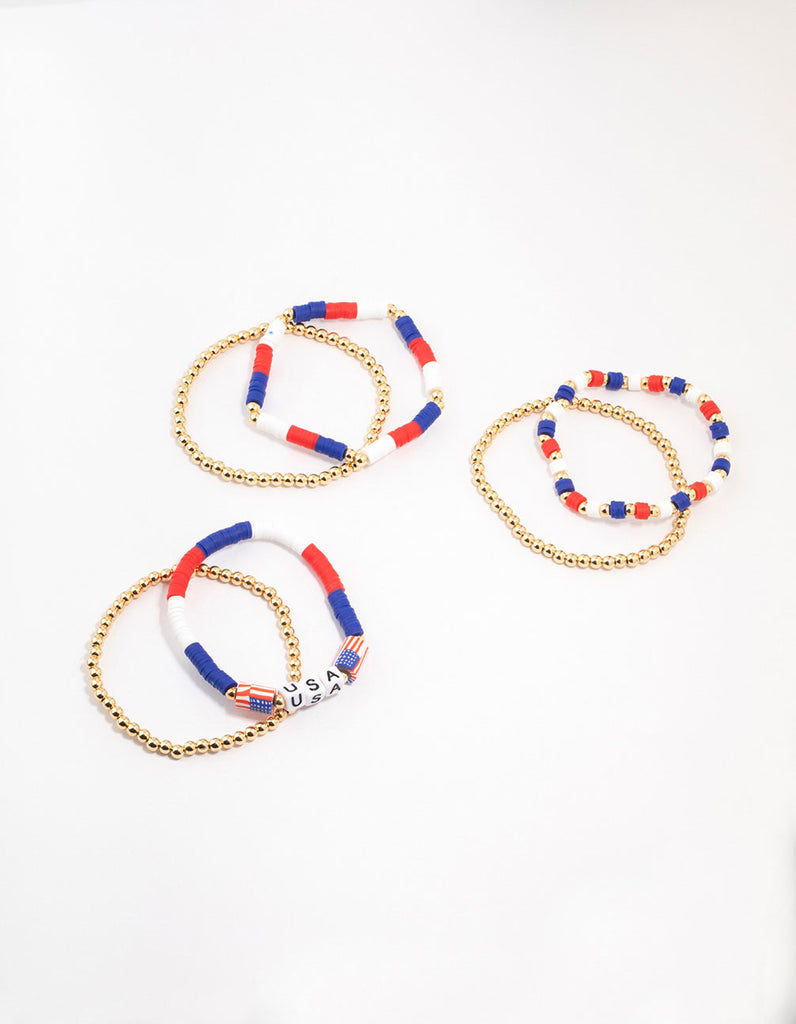 Red, White & Blue Beaded Bracelet Pack