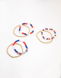 Red, White & Blue Beaded Bracelet Pack - link has visual effect only