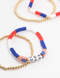 Red, White & Blue Beaded Bracelet Pack - link has visual effect only