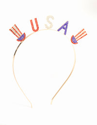 Gold USA Hat Diamante Headband - link has visual effect only