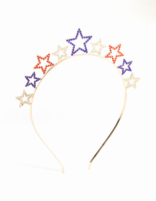 Blue, White & Red Star Headband