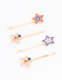 Gold Diamante Star Hair Clip 4-Pack - link has visual effect only