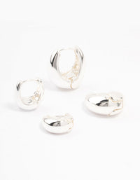 Silver Plated Small & Medium Oval Huggie Earrings - link has visual effect only