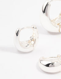 Silver Plated Small & Medium Oval Huggie Earrings - link has visual effect only