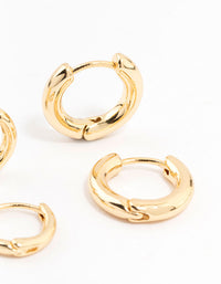 Gold Plated Thin Small Huggie Earrings 2-Pack - link has visual effect only