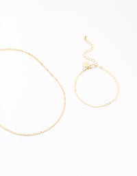 Gold Plated Bracelet & Necklace Set - link has visual effect only