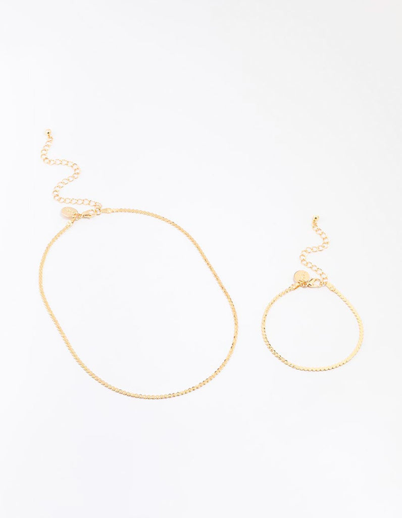 Gold Plated Bracelet & Necklace Set