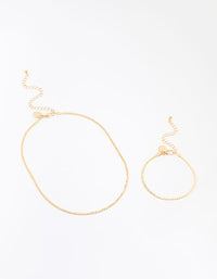 Gold Plated Bracelet & Necklace Set - link has visual effect only