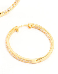 Gold Plated Large Inner Pave Hoop Earrings - link has visual effect only