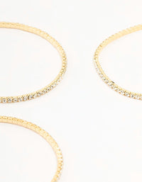 Gold Plated Stretch Cup Chain Tennis Bracelets 3-Pack - link has visual effect only