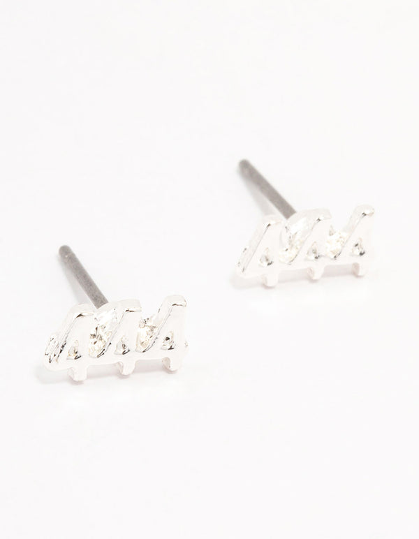 Silver 444 Stud Earrings