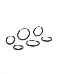 Black Mixed Fine Hoop Earrings 4-Pack - link has visual effect only