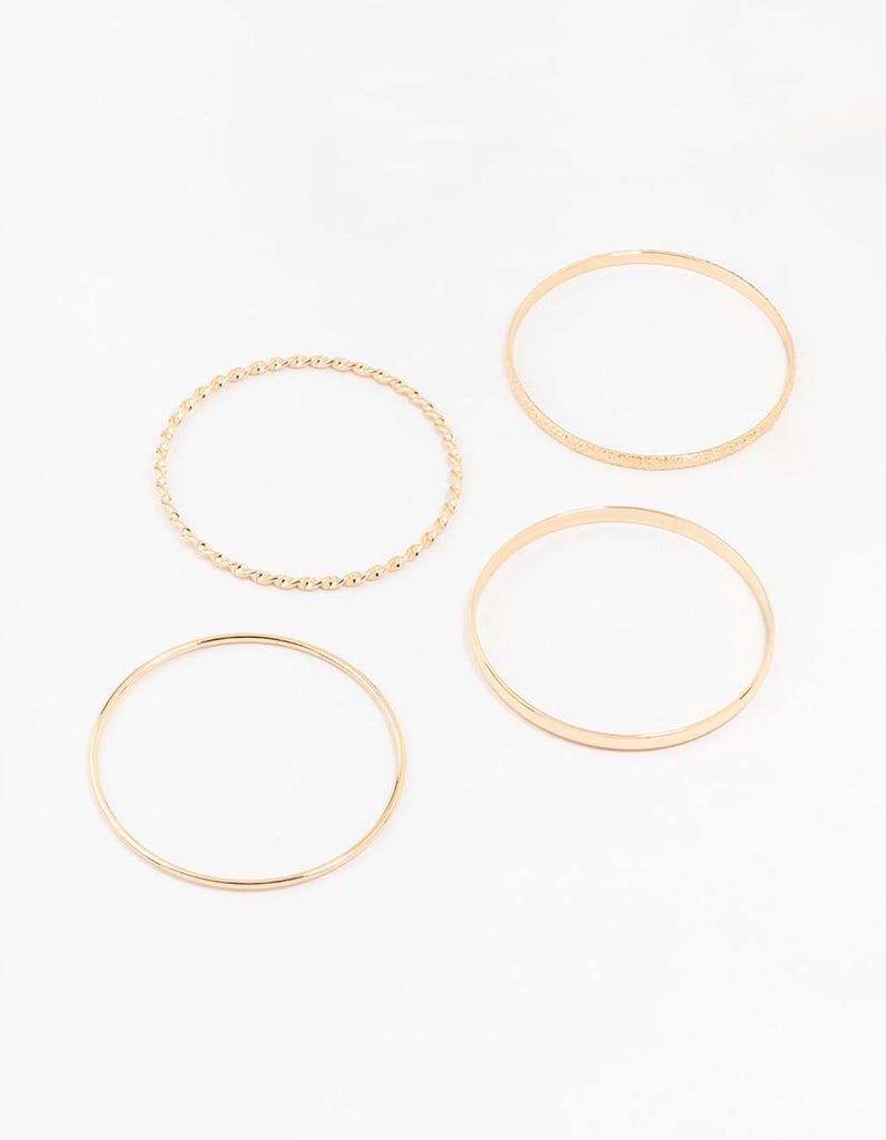 Gold Twisted Bangle Bracelets 4-Pack