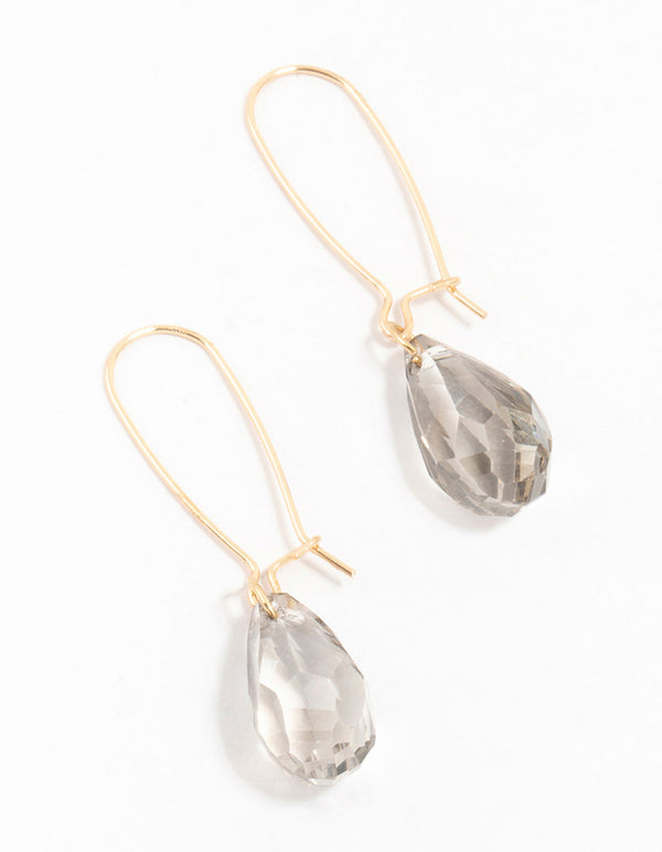 Gold Diamond Cut Beaded Drop Earrings