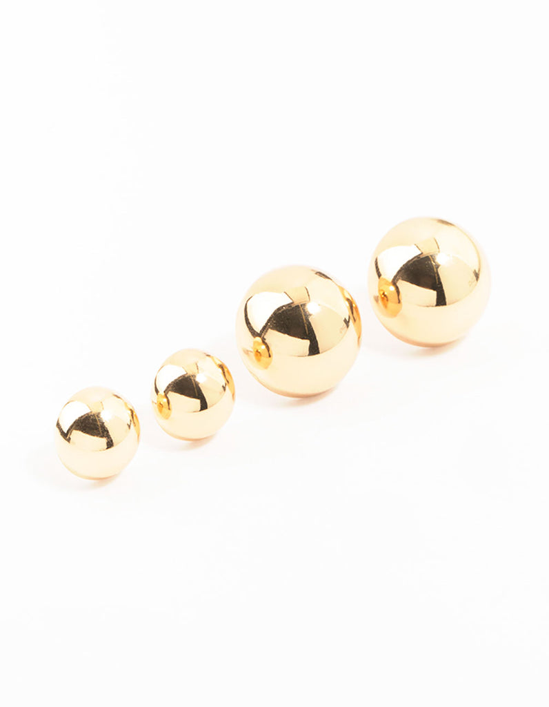 Gold Sphere Stud Earrings 2-Pack - Lovisa