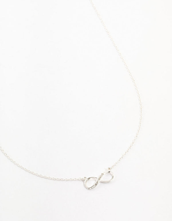 Silver Encased Diamante Infinity Necklace