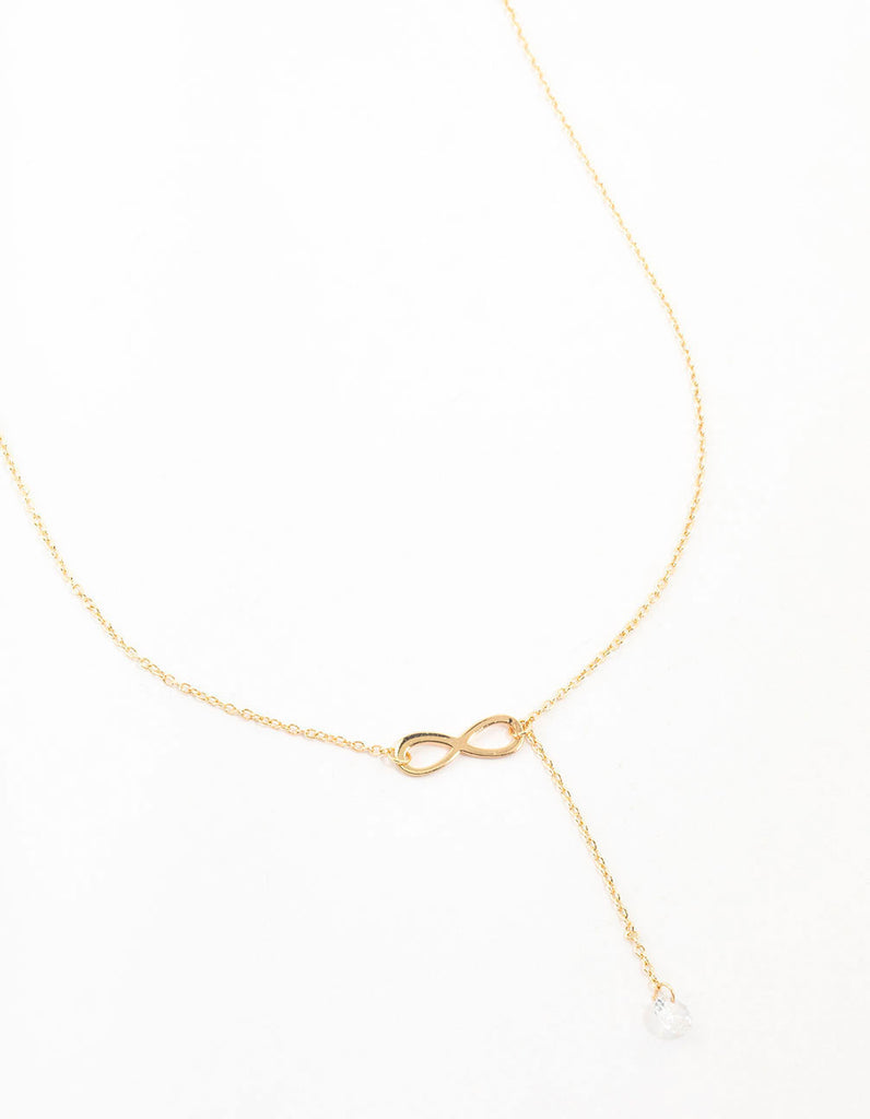 Gold Infinity Diamante Y-Necklace