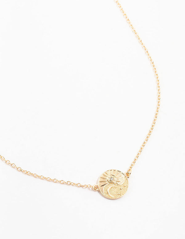 Gold Diamante Yin & Yang Star Necklace