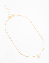 Gold Ball Chain Pearl Necklace - link has visual effect only