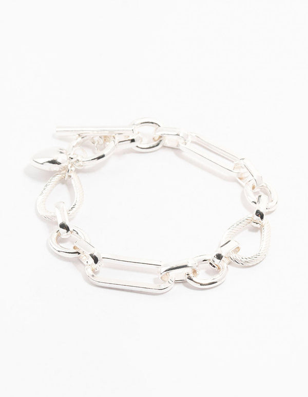 Silver Link & Hearts Bracelet