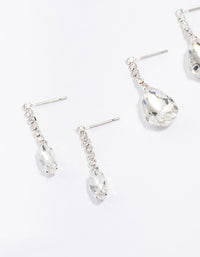 Silver Diamante Drop Earrings 3-Pack - link has visual effect only