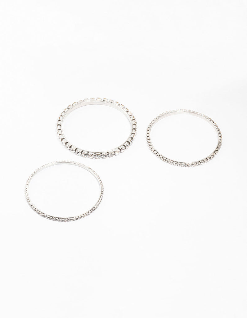 Diamante Rhodium Bangles 3-Pack